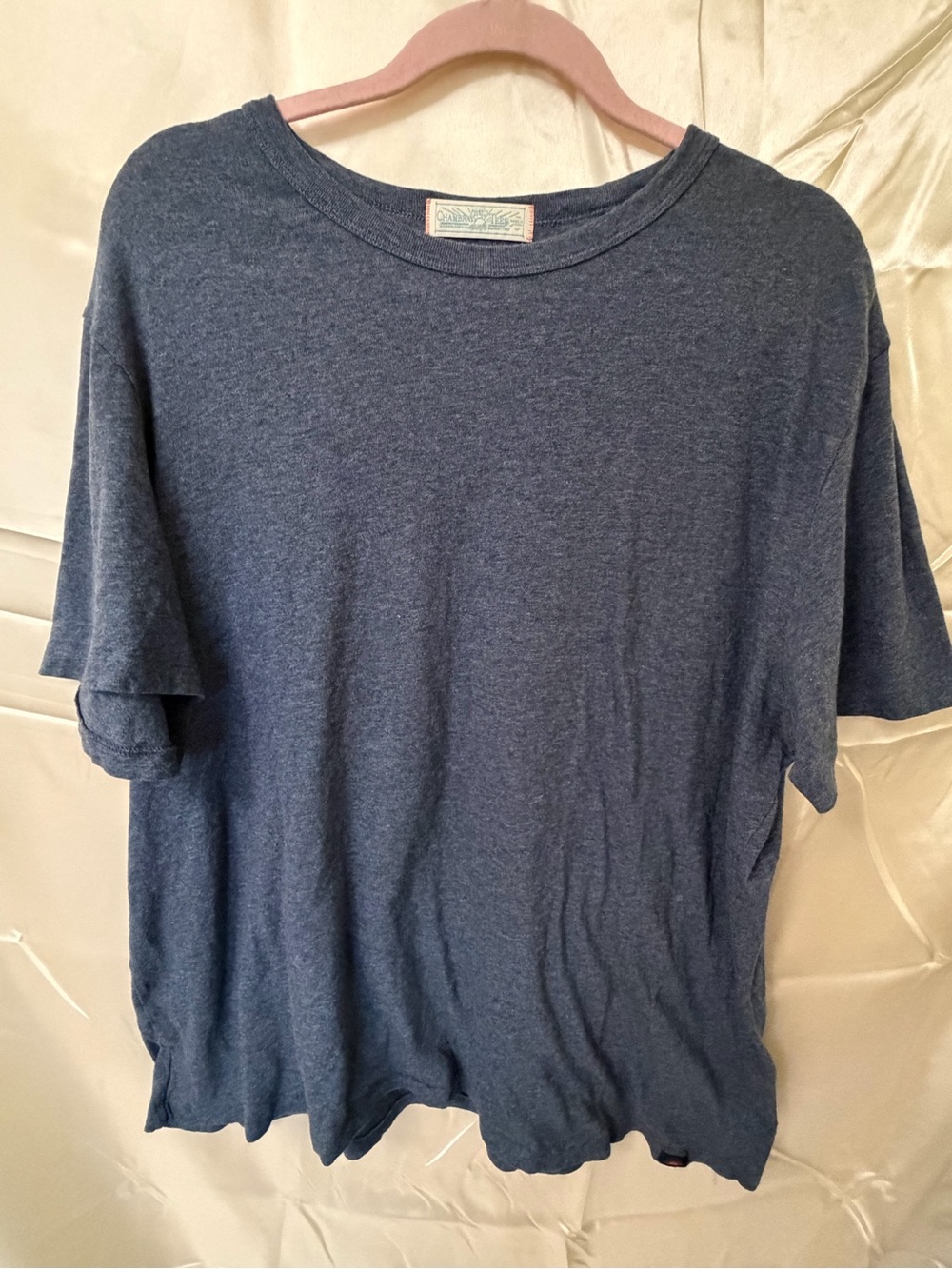 Faherty Chambray Tee Mens XXL Blue Heather Short Sleeve T Shirt Made in Peru